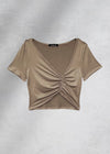 Aria Ruched Crop Top - Taupe