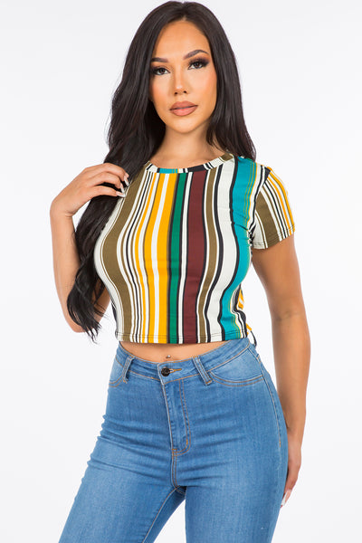 Gemma Striped Crop Top Tee