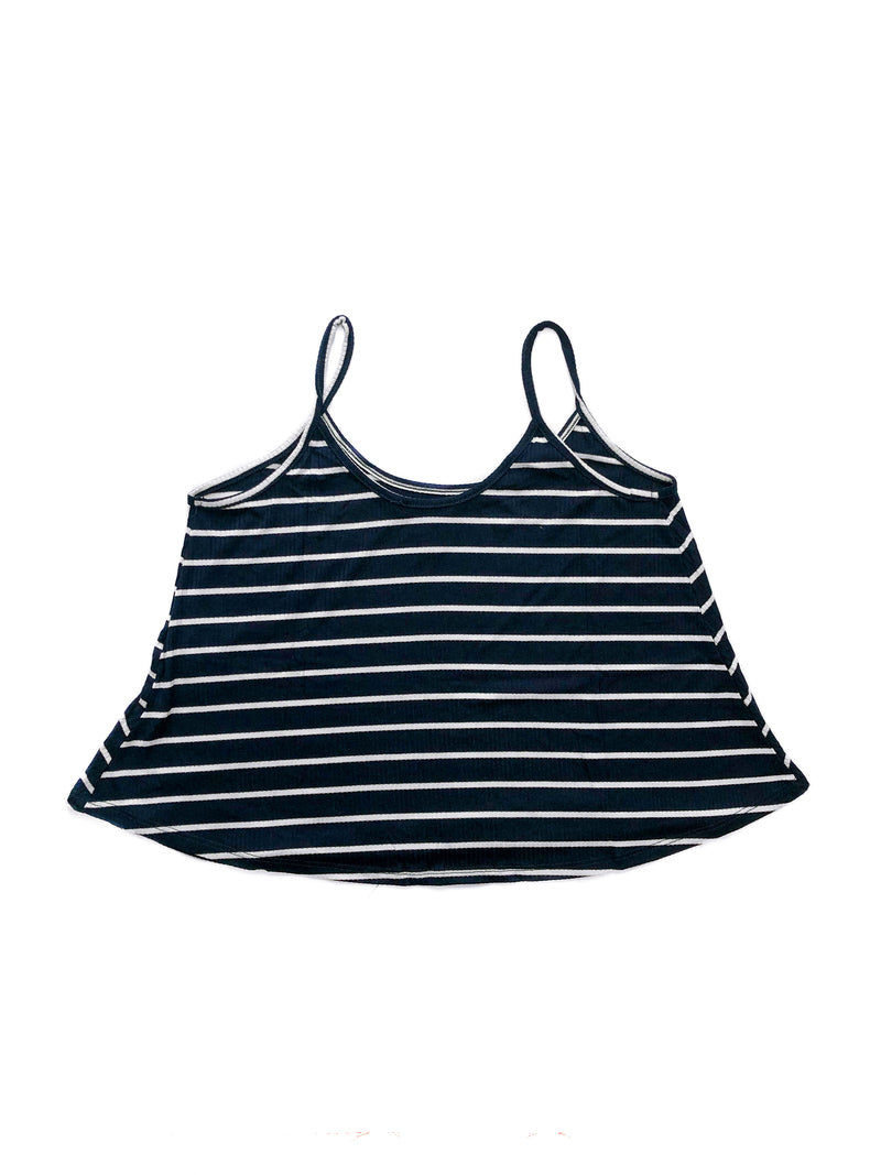 Madison Ribbed Cami Top - Navy/White