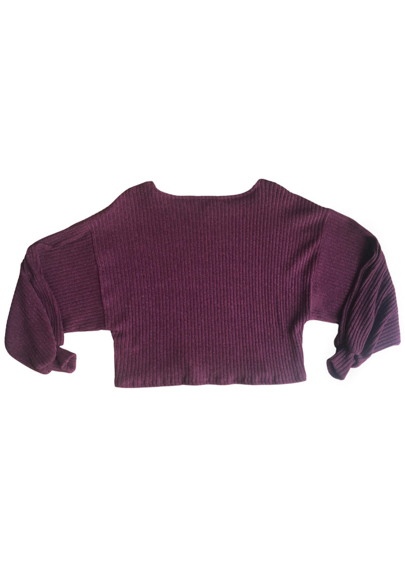 Charleigh Ribbed Oversized Top - Wine Red