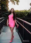 Aria Asymmetrical Mini Dress - Hot Pink