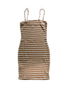 Diana Ribbed Stripe Mini Dress - Beige/White