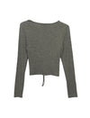 Ruby Gathered Front Crop Top - Gray