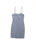Diana Ribbed Stripe Mini Dress - Blue/White