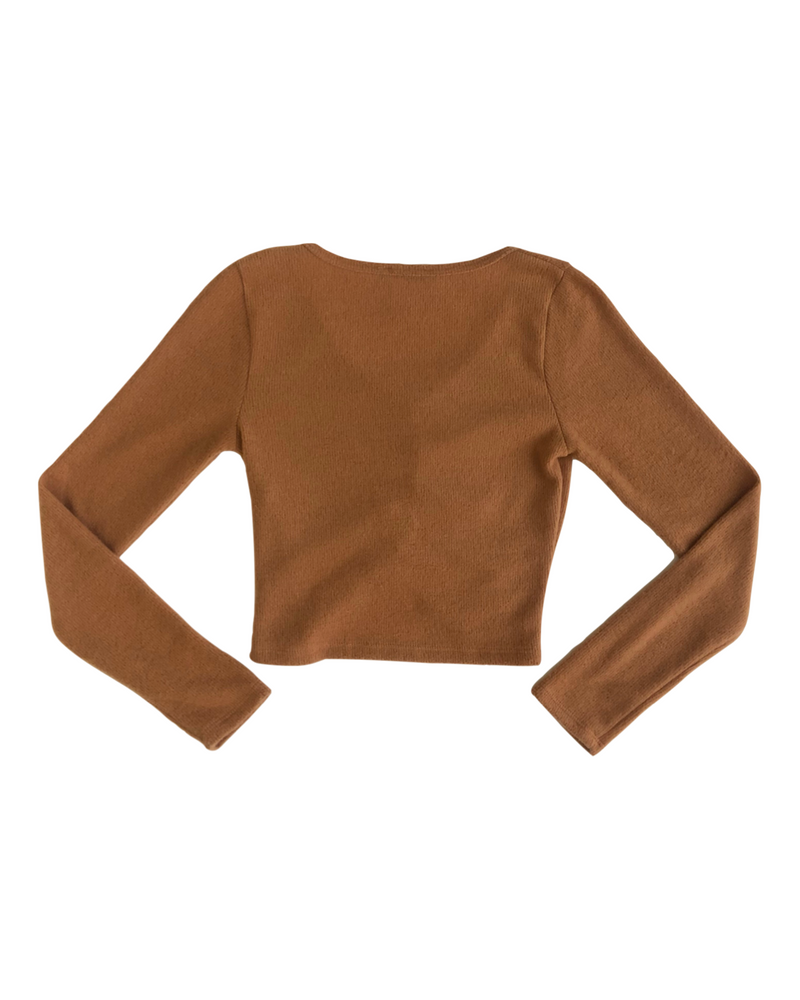 Annalise Ruched Long Sleeve Top - Caramel