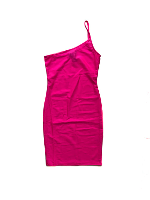 Aria Asymmetrical Mini Dress - Hot Pink