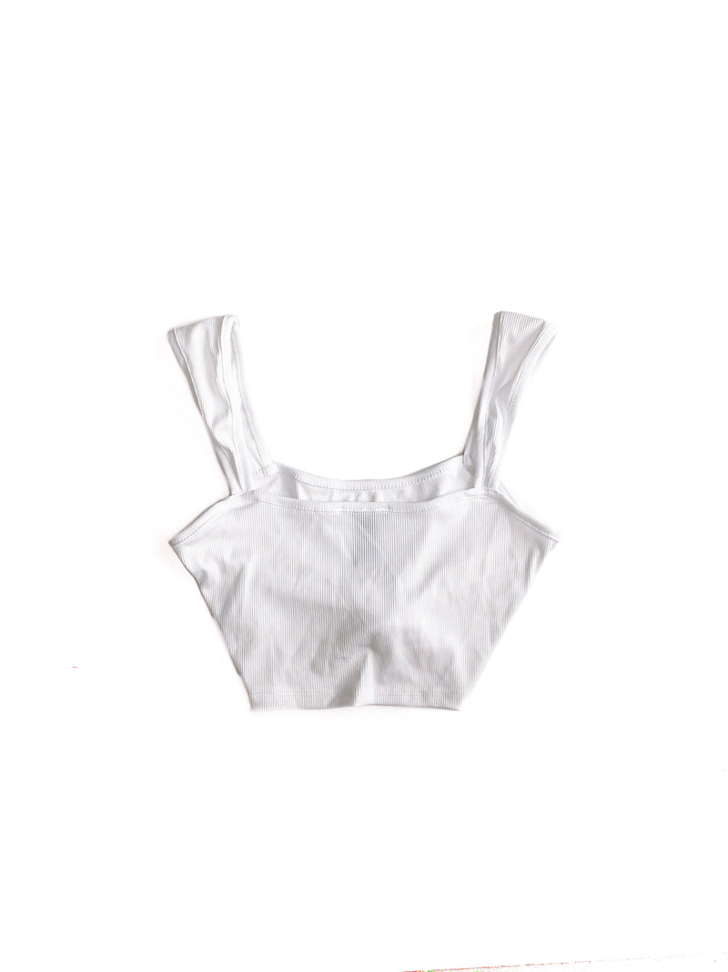 Zoe Knotted Crop Top - White