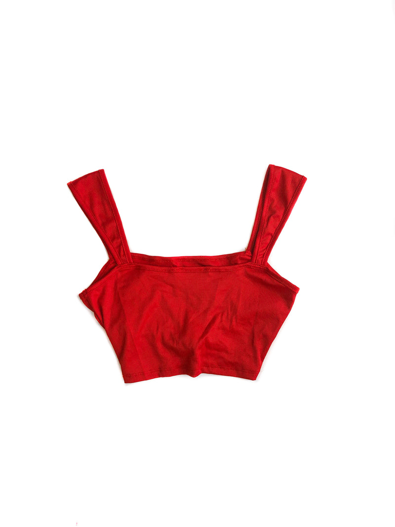 Zoe Knotted Crop Top - Red