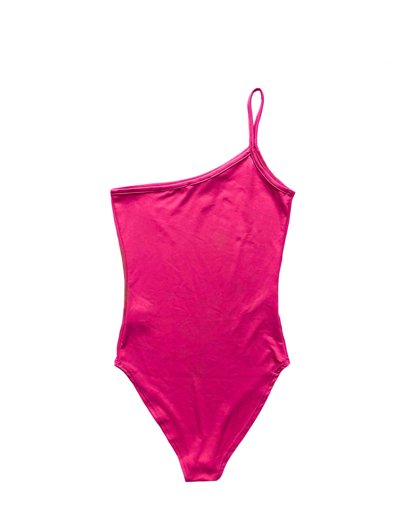 June One-Shoulder Bodysuit - Neon Pink