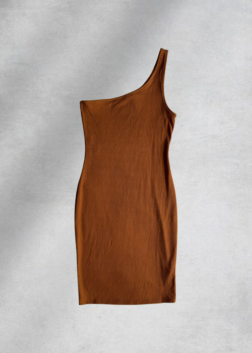 Naomi Asymmetrical Mini Dress - Meerkat