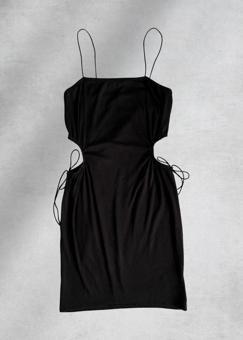 Tesla Side-Cutout Mini Dress - Black