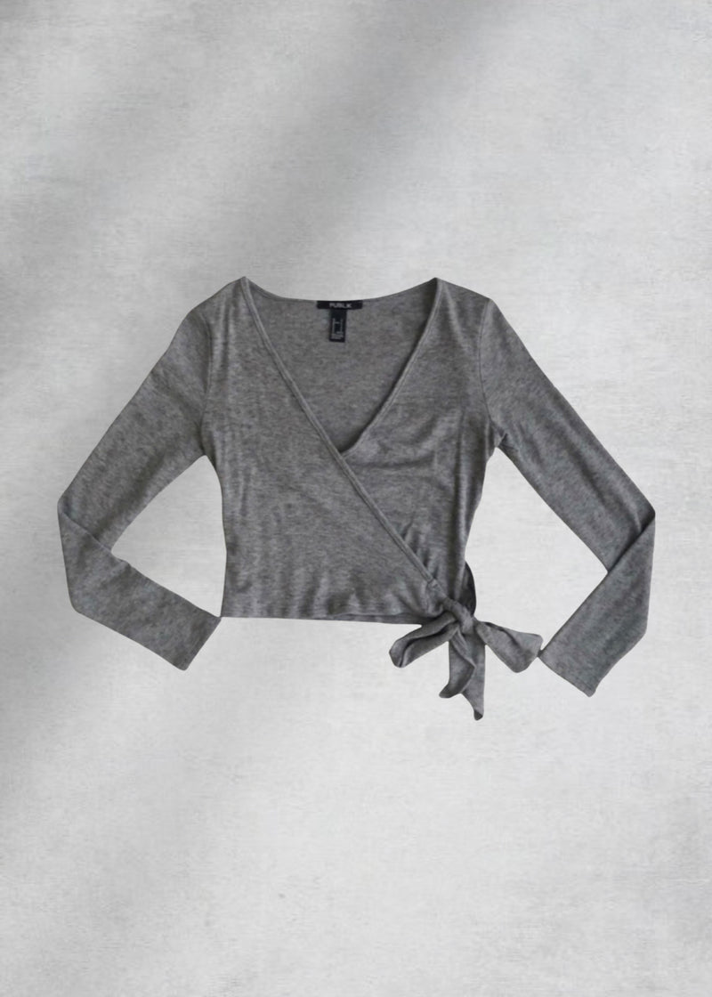Eden Knit Wrap Top - Grey
