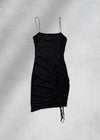Clara Side Ruching Mini Dress - Black