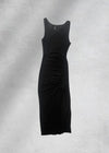 Harlow Side Ruching Midi Dress - Black