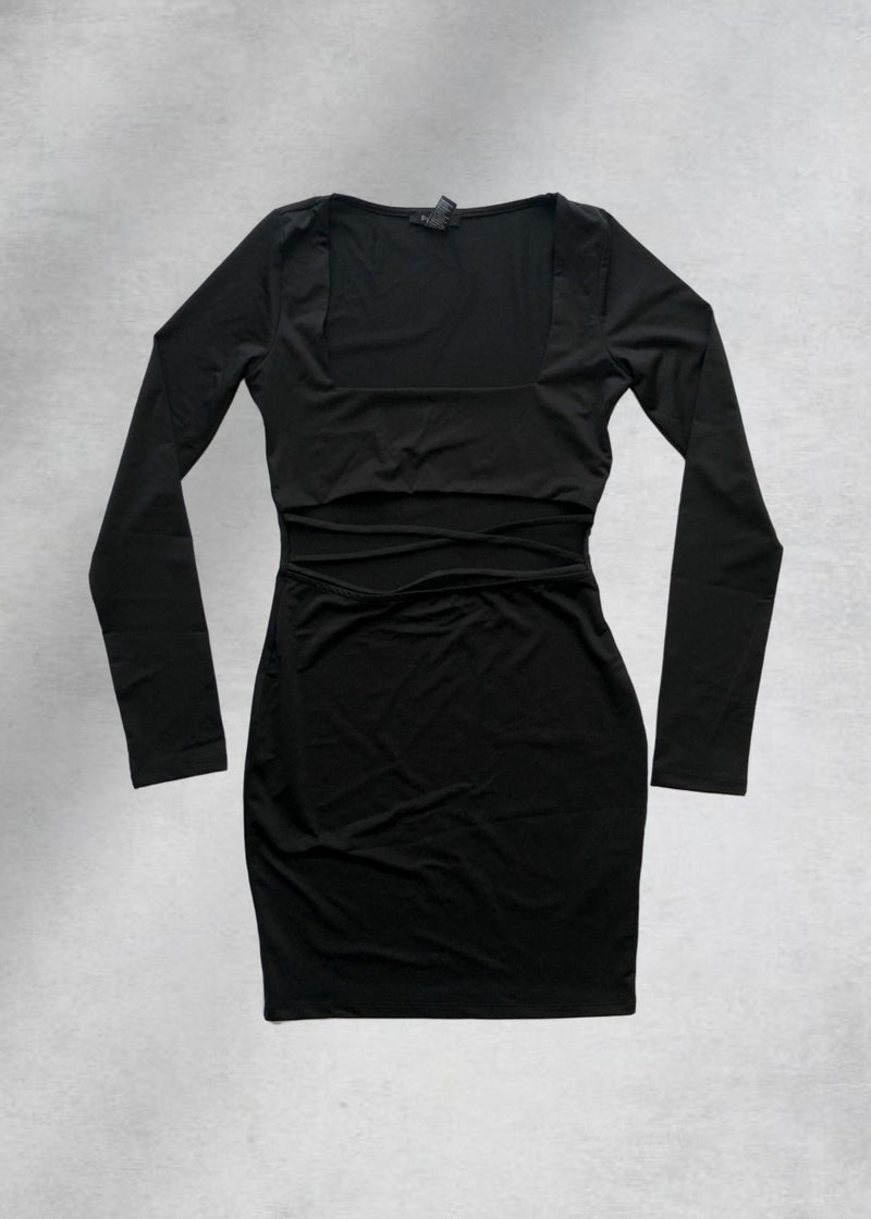 Evelyn Square Neck Mini Dress - Black