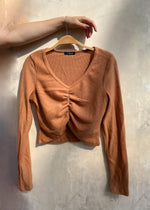 Annalise Ruched Long Sleeve Top - Caramel