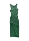 Harlow Side Ruching Midi Dress - Green