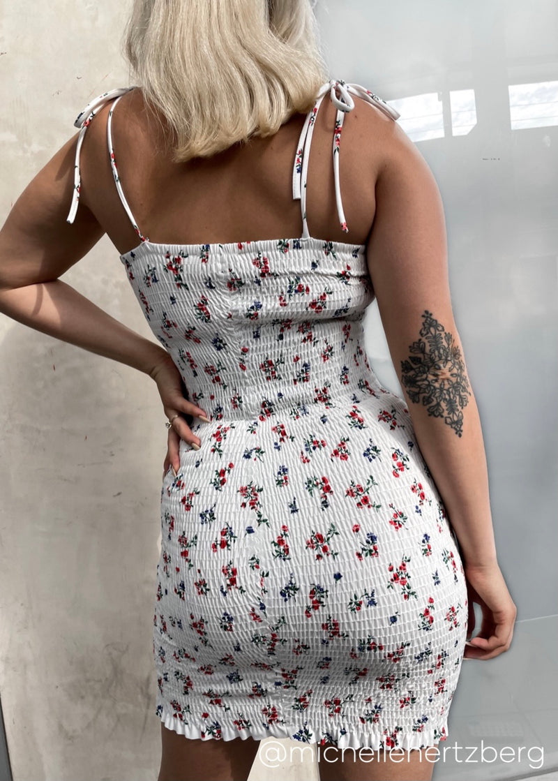 Esther Floral Smocked Mini Dress - Ivory/Floral PUBLIK Esther Floral Smocked Mini Dress - Ivory/Floral PUBLIK