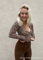 Olga V-Neckline Knit Bodysuit - Leopard