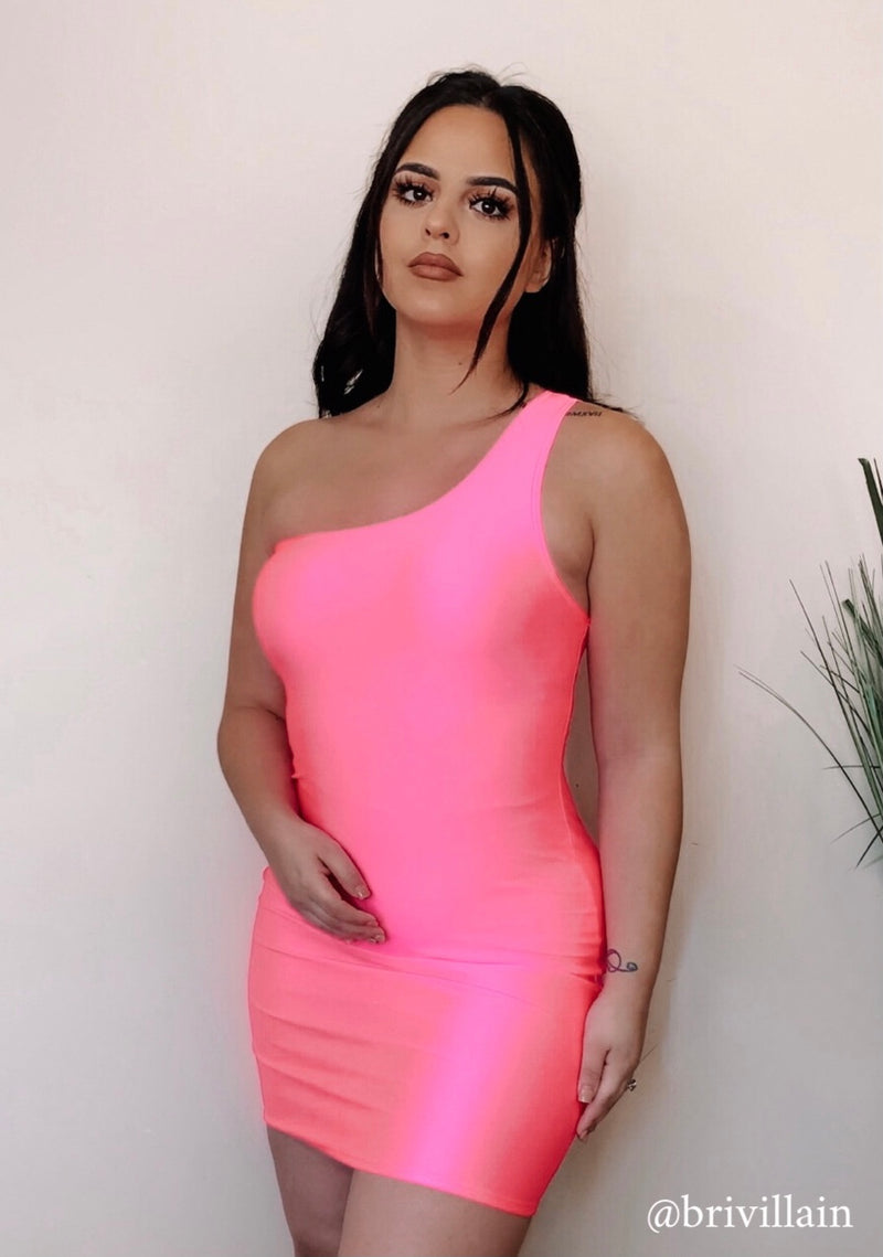 neon bodycon mini dress Bodycon Dress in Neon Pink